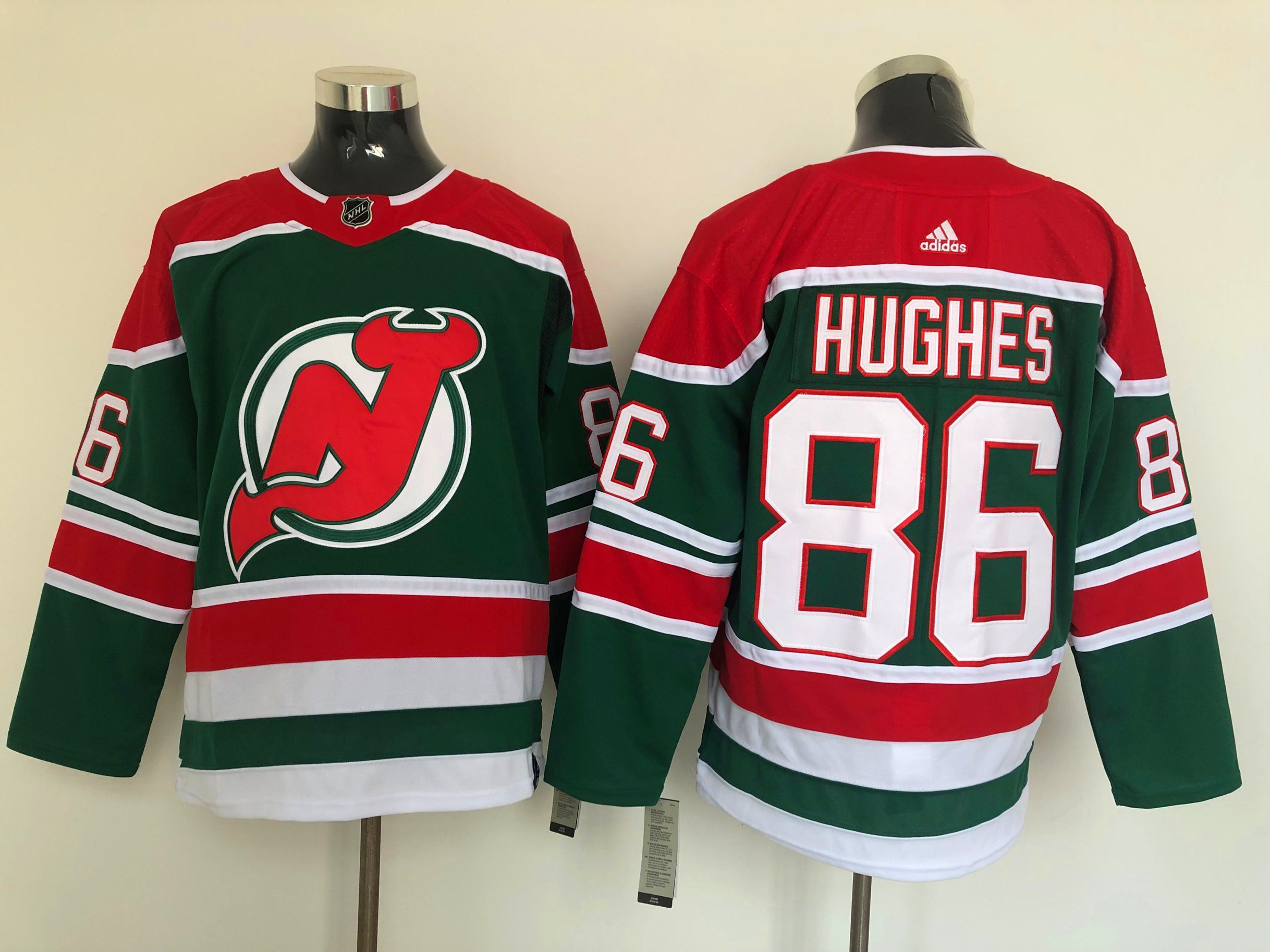 Men's New Jersey Devils Jack Hughes #86 Green Jersey